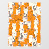 Witte en gember katten patroon groene ogen blauwe raamsticker (Vel)