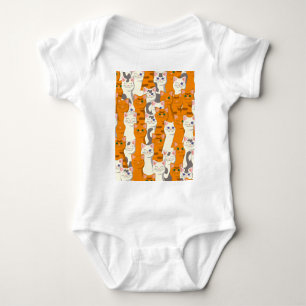 Witte en gember katten patroon groene ogen blauwe  romper