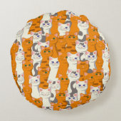 Witte en gember katten patroon groene ogen blauwe  rond kussen (Achterkant)