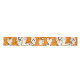 Witte en gember katten patroon groene ogen blauwe satijnen lint (Voorkant)