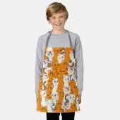 Witte en gember katten patroon groene ogen blauwe  schort (Gedragen)