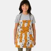 Witte en gember katten patroon groene ogen blauwe  schort (Insitu)