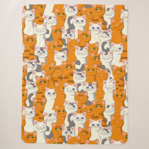 Witte en gember katten patroon groene ogen blauwe sherpa deken
