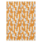 Witte en gember katten patroon groene ogen blauwe tafelkleed (Voorkant)