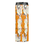 Witte en gember katten patroon groene ogen blauwe  thermosbeker (Achterkant)