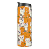 Witte en gember katten patroon groene ogen blauwe  thermosbeker (Geroteerd rechts)