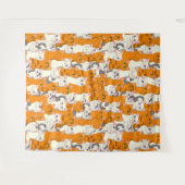 Witte en gember katten patroon groene ogen blauwe wandkleed (Voorkant (horizontaal))