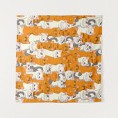 Witte en gember katten patroon groene ogen blauwe wandkleed (Voorkant (horizontaal))