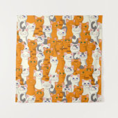 Witte en gember katten patroon groene ogen blauwe wandkleed (Voorkant)