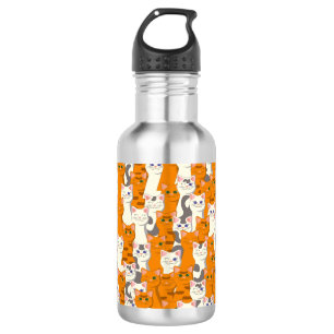 Witte en gember katten patroon groene ogen blauwe  waterfles 