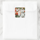 Witte en gembertulpen in de tuin vierkante sticker (Tas)