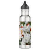 Witte en gembertulpen in de tuin waterfles  (Rechts)