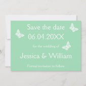 Witte en gemint groene vlinders bewaren de datum save the date (Voorkant)