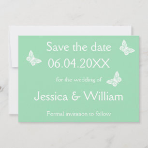 Witte en gemint groene vlinders bewaren de datum save the date