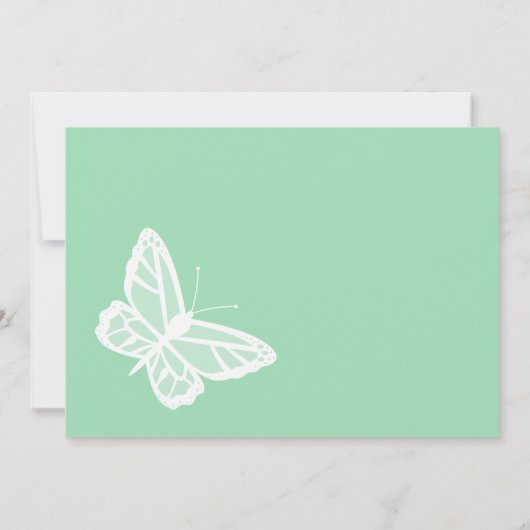 Witte en gemint groene vlinders bewaren de datum save the date (Achterkant)