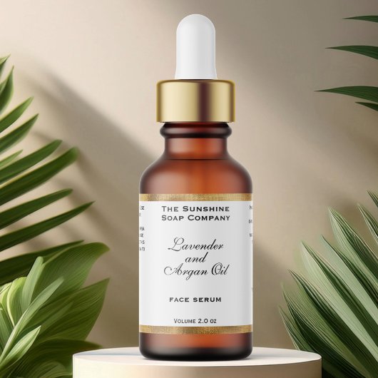 Witte en Geweven Gouden Folie Cosmetica Dropper Fl Etiket