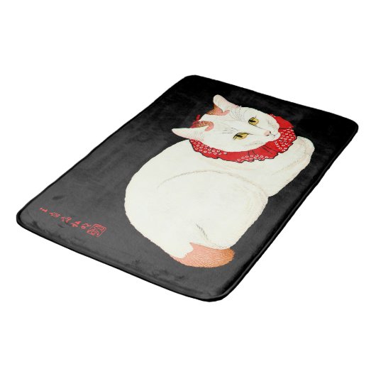 Witte en Ginger Japanse Kat Badmat (Gekanteld)