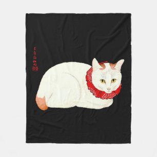Witte en Ginger Japanse Kat Fleece Deken