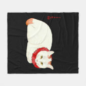 Witte en Ginger Japanse Kat Fleece Deken (Voorkant (Horizontaal))