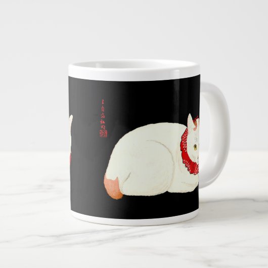 Witte en Ginger Japanse Kat Grote Koffiekop (Voorkant rechts)