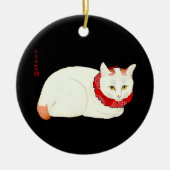 Witte en Ginger Japanse Kat Keramisch Ornament (Voorkant)