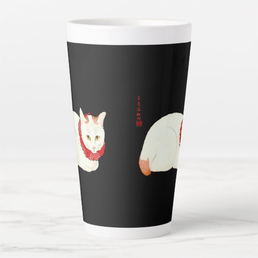 Witte en Ginger Japanse Kat Latte Mok (Voorkant)