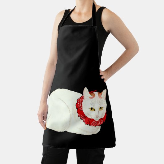 Witte en Ginger Japanse Kat Schort (Insitu)