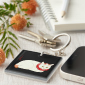 Witte en Ginger Japanse Kat Sleutelhanger (Voorkant Rechts)