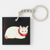 Witte en Ginger Japanse Kat Sleutelhanger (Achterkant)