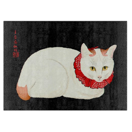 Witte en Ginger Japanse Kat Snijplank (Voorkant)