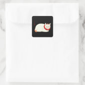 Witte en Ginger Japanse Kat Vierkante Sticker (Tas)
