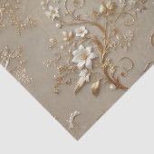 Witte en Golf Bloemen Decoupage Weefsel Wrapping Tissuepapier (Detail)