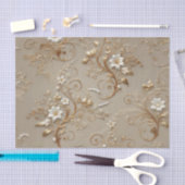 Witte en Golf Bloemen Decoupage Weefsel Wrapping Tissuepapier (Craft)