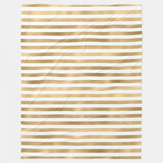 Witte en goudbevroren strippen fleece deken (Voorkant)