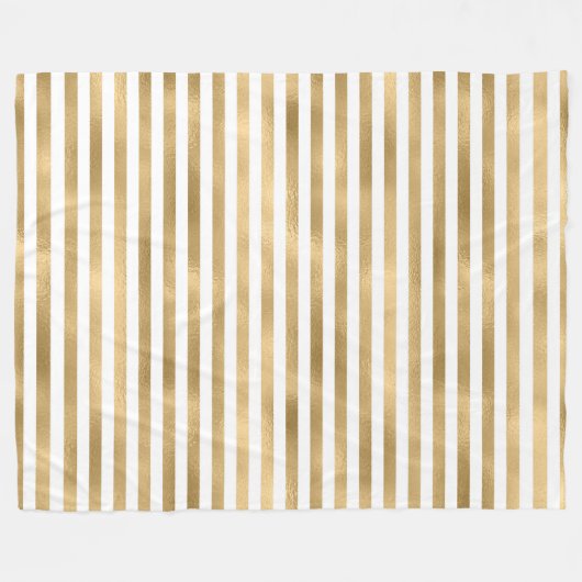 Witte en goudbevroren strippen fleece deken (Voorkant (Horizontaal))