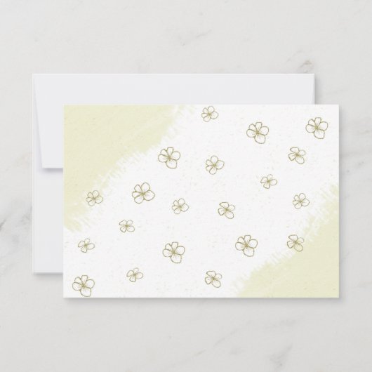 witte en goudbloemen groene bladeren botanische bedankkaart (Achterkant)