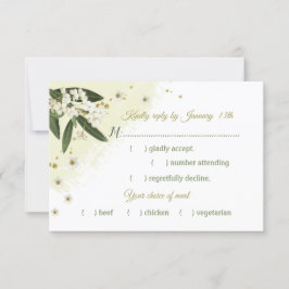 witte en goudbloemen groene bladeren kiezen RSVP kaartje