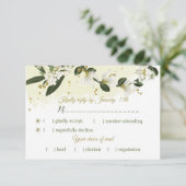 witte en goudbloemen groene bladeren kiezen RSVP kaartje (Staand voorkant)