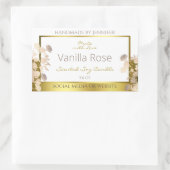 Witte en goudbloemen Productverpakkingsetiketten Rechthoekige Sticker (Tas)