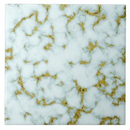 Witte en goudbruine marmer | Aangepaste keramische Tegeltje