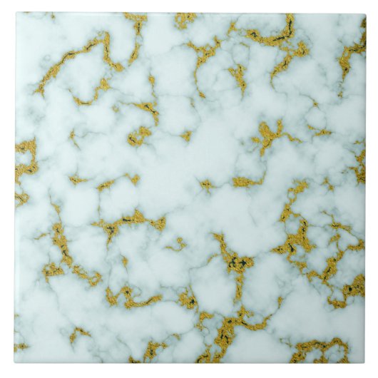 Witte en goudbruine marmer | Aangepaste keramische Tegeltje (Voorkant)