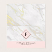 Witte en goudbruinmarmer visitekaartje (Buitenkant ongevouwen)