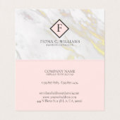 Witte en goudbruinmarmer visitekaartje (Binnenkant ongevouwen)