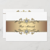 Witte en gouden Bat Mitswa Kaart (Voorkant / Achterkant)
