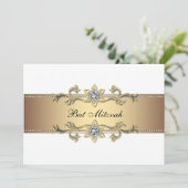 Witte en gouden Bat Mitzvah Kaart (Staand voorkant)