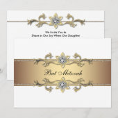 Witte en gouden Bat Mitzvah Kaart (Voorkant / Achterkant)