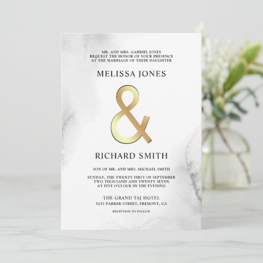 Witte en gouden bladeren Ampersand Alles in een br Kaart (Staand voorkant)