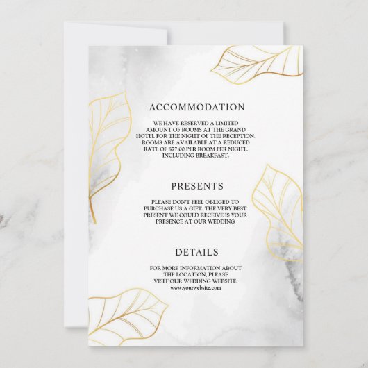 Witte en gouden bladeren Ampersand Alles in een br Kaart (Achterkant)