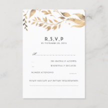 Witte en gouden bladeren bruiloft RSVP