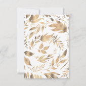Witte en gouden bladeren bruiloft RSVP Kaartje (Achterkant)